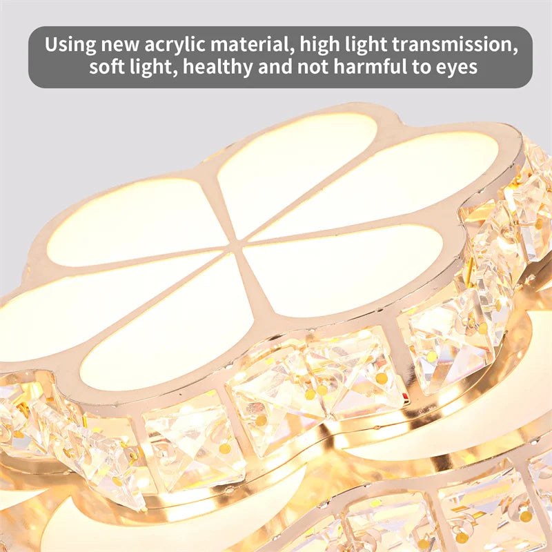 Modern Flower Gold Design Crystal Ceiling Aisle Lights Fashion Corridor Stairs Entrace Plafonnier Lamp for  Porch Hall Lustres