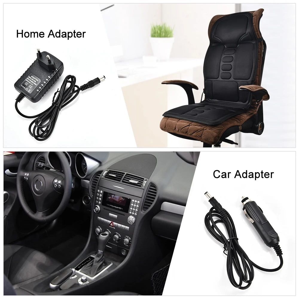 Electric Heating Vibrating Massage Pad Muscle Relax Cussion Seat Lumbar Back Shoulder Massager Mattress for Car Office Home