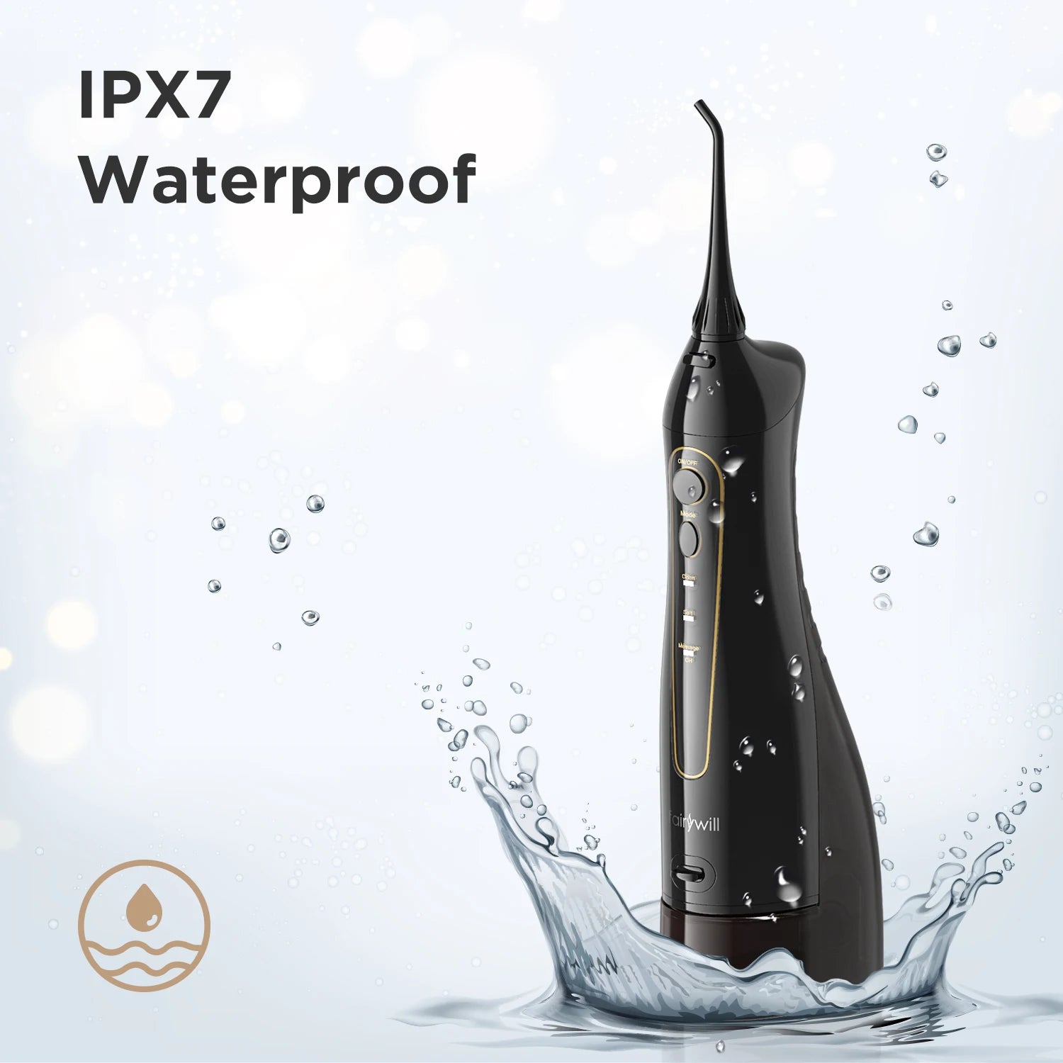 Fairywill Portable Dental Water Flosser waterproof design