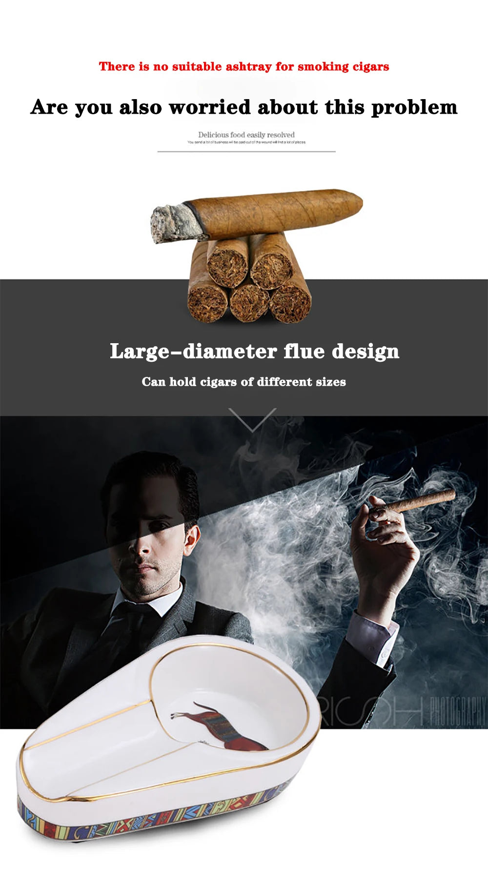 Cigar Gadgets Home Cigar Ashtray Portable Ceramic Cigars Ash Tray Tobacco Cigarette Ashtrays Holder