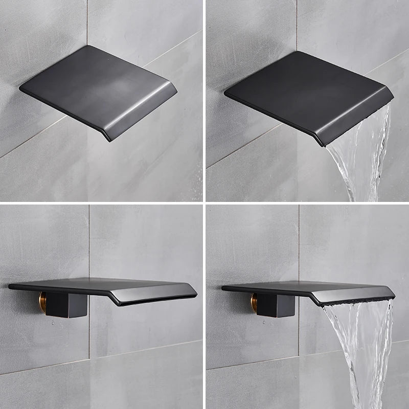 Matte Black Shower Faucet Set Rain Brass Shower Head Shower Faucet Embed Box Bathroom Hot Cold 2/3 Ways Tap Bathroom Faucet