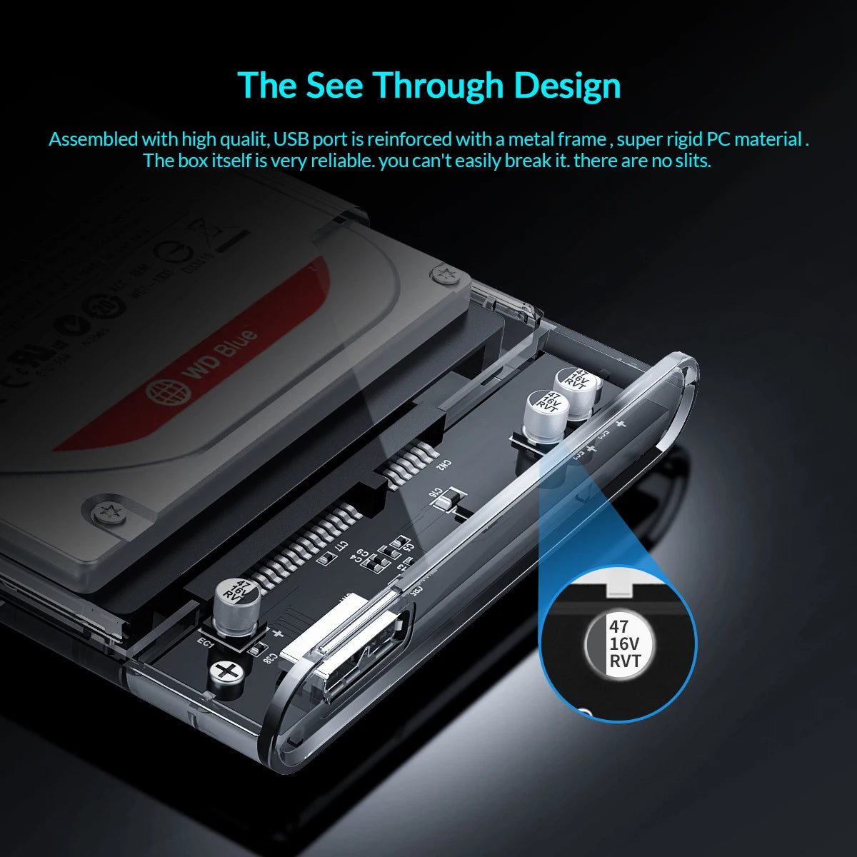 ORICO Transparent HDD Case SATA to USB 3.0 Hard Drive Case External 2.5'' HDD Enclosure for HDD SSD Disk Case Box Support UASP