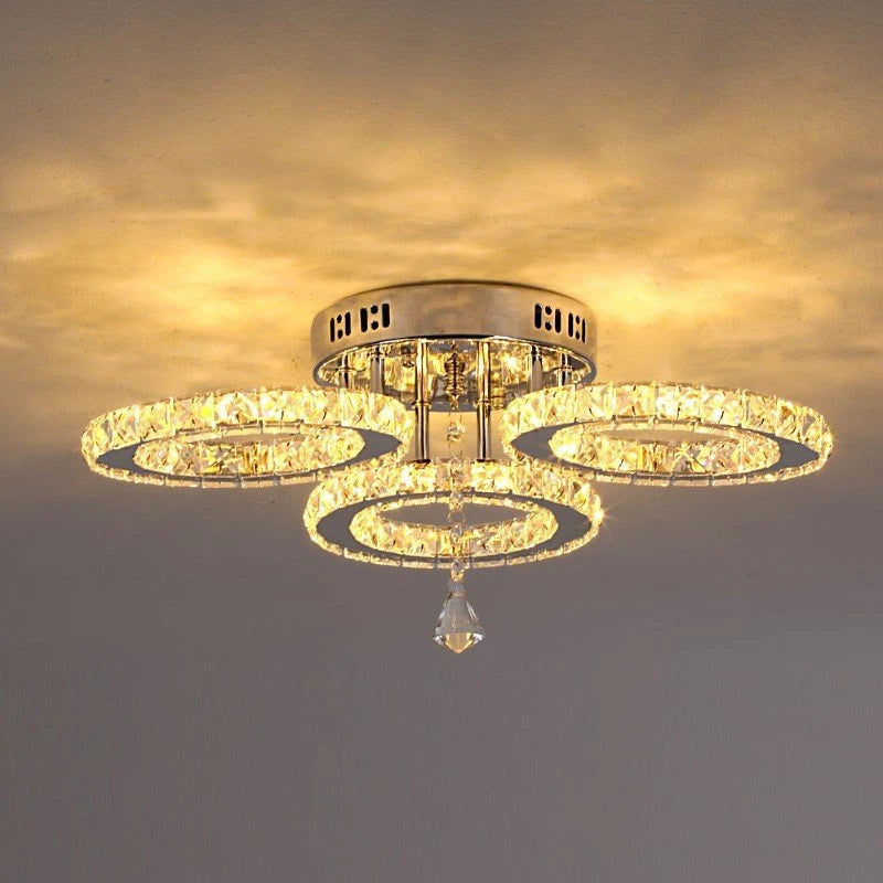 Modern Led Chandelier K9 Crystal Ceiling Lamp Fixture Bedroom Living Dining Room Pendant Light Lustres Home Decor Plafonnier Lum