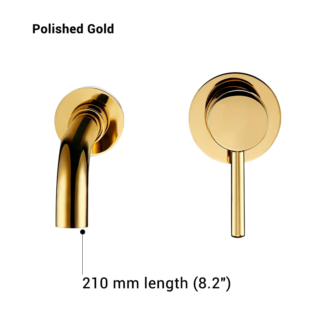 Bathroom Basin Faucet Sink Tap Wash Mixer Hot And Cold Water Wall Mounted Spout Bath Single Handle Ceramic Cartridge Crane