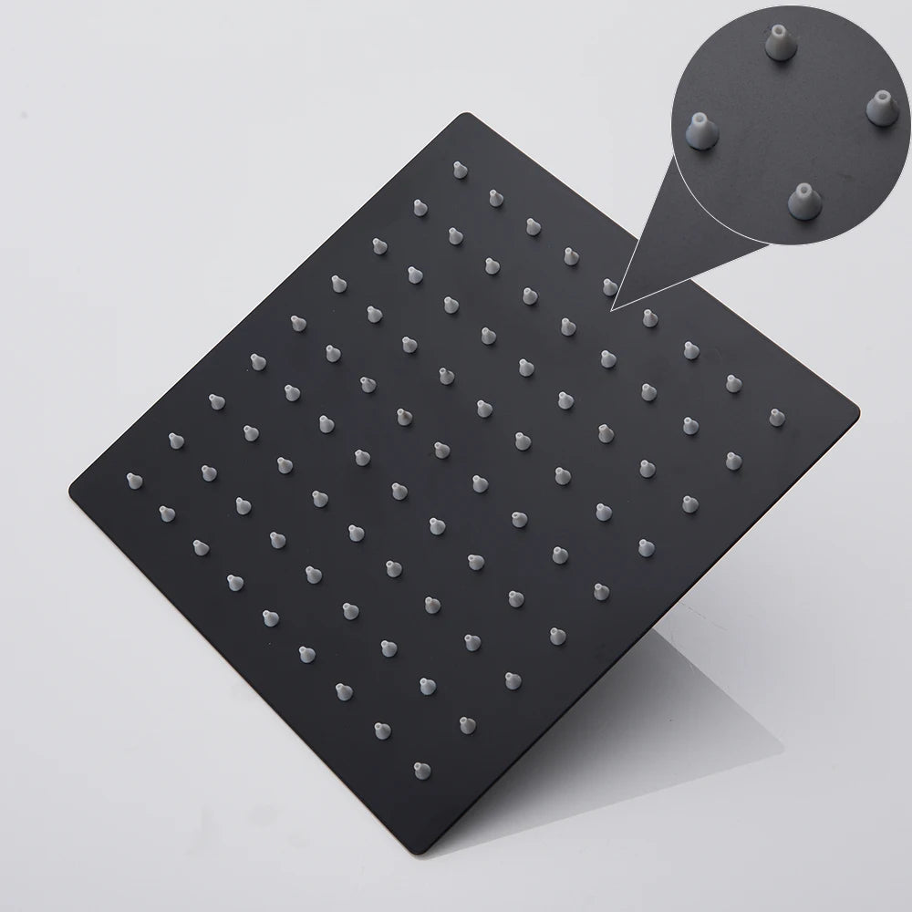 POIQIHY Embedded In Wall Shower Faucet Rainfall Stainless Steel 8/10/12/16" Shower Head Faucet Shower Tap Mixers Matte Black