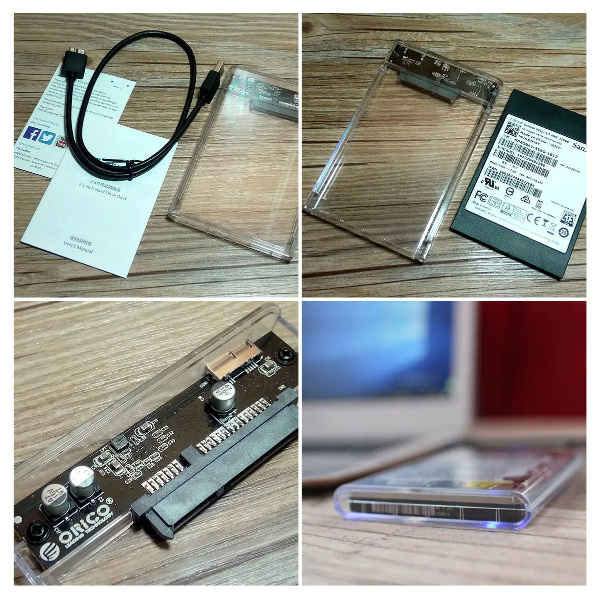 ORICO Transparent HDD Case SATA to USB 3.0 Hard Drive Case External 2.5'' HDD Enclosure for HDD SSD Disk Case Box Support UASP