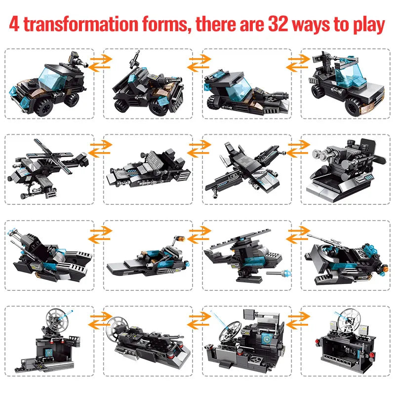 City Police Station Car Motorcycle Building Blocks SWAT Team Weapons Truck Ship Robot Bricks Toys Sets For Children