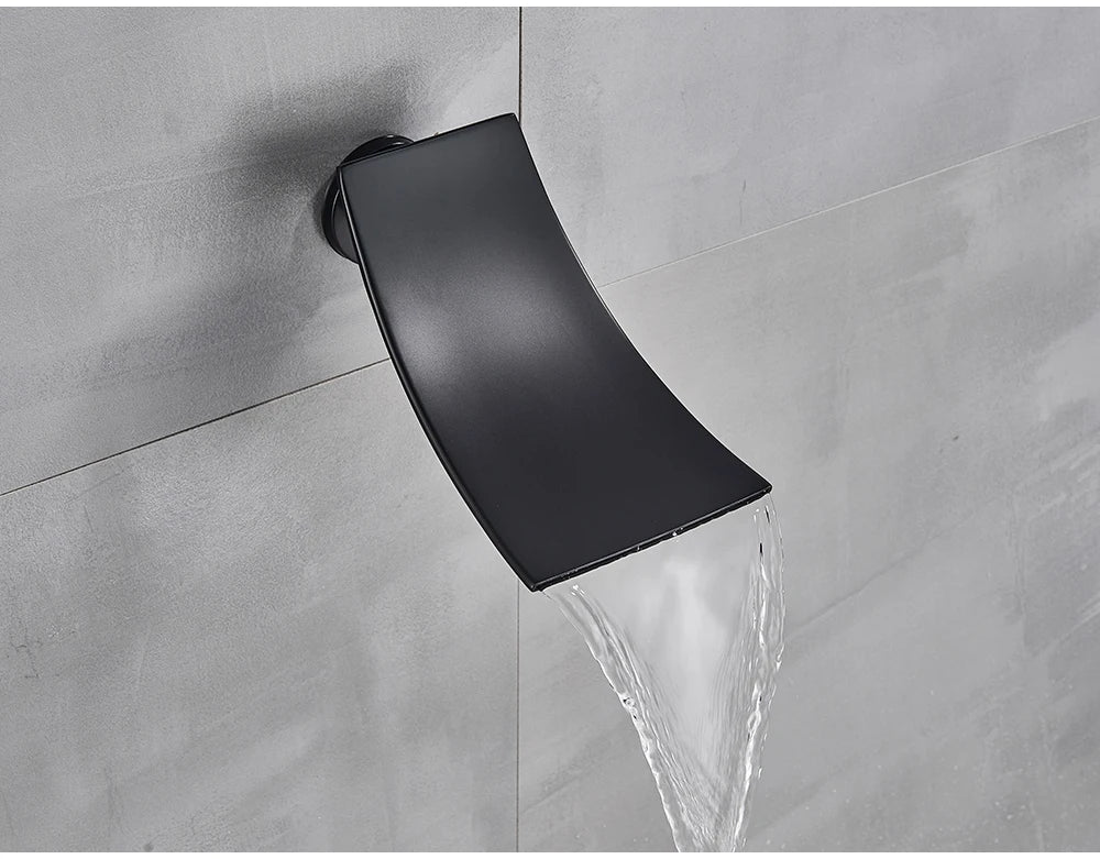 POIQIHY Embedded In Wall Shower Faucet Rainfall Stainless Steel 8/10/12/16" Shower Head Faucet Shower Tap Mixers Matte Black