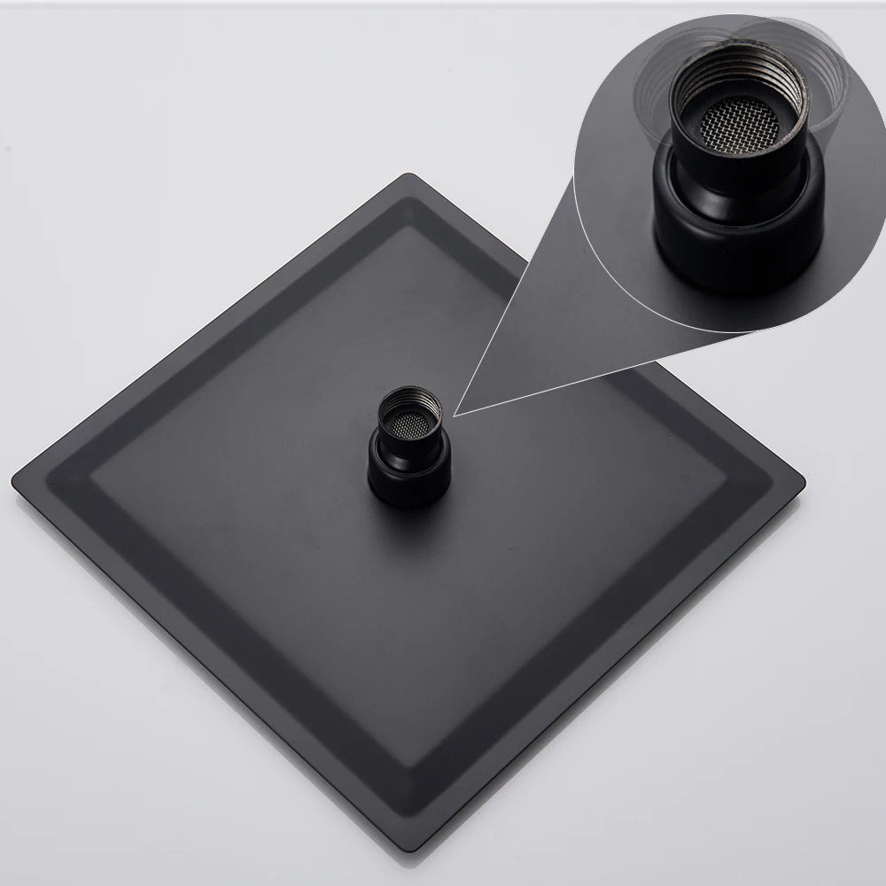 POIQIHY Embedded In Wall Shower Faucet Rainfall Stainless Steel 8/10/12/16" Shower Head Faucet Shower Tap Mixers Matte Black
