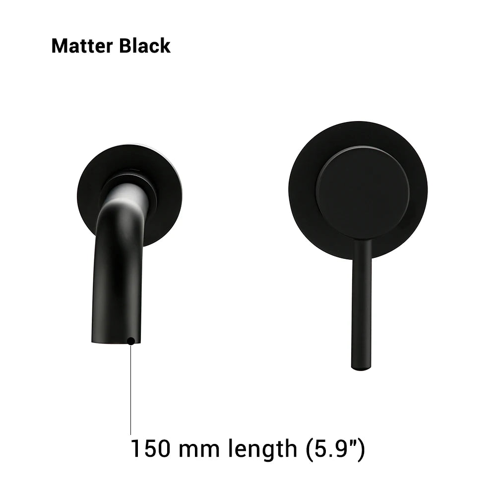 Bathroom Basin Faucet Sink Tap Wash Mixer Hot And Cold Water Wall Mounted Spout Bath Single Handle Ceramic Cartridge Crane