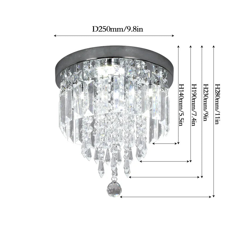Square Crystal Led Ceiling Lamp Modern Chandelier Indoor Lighting Aisle Corridor Surface Mounted Fixture Home Hotel Loby Decor
