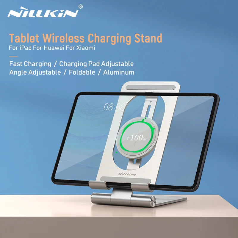 For iPad Wireless Charger, Nillkin Tablet Wireless Charging Pad Aluminum 15W Qi Wireless Charger for Huawei MatePad Pro For iPad