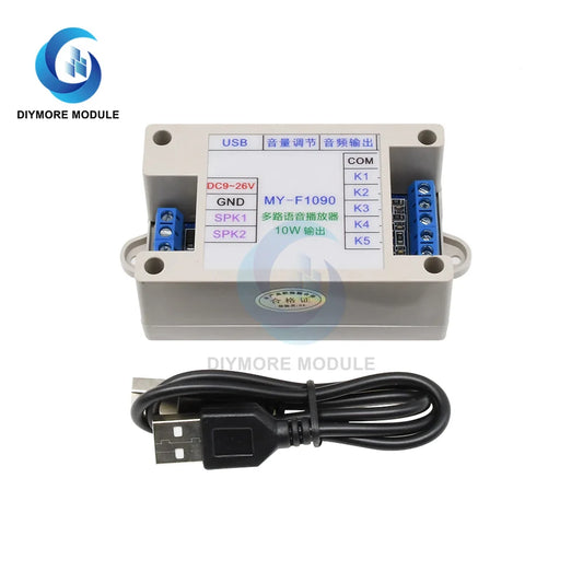 10W MP3 Voice Module DC 12V-24V WAV Sound Player with Box Case 128M TF Card Programmable Control for Voice Alarm