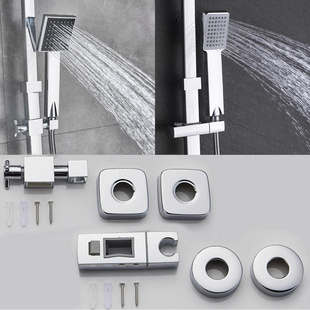 POIQIHY Black Bathroom Shower Faucet Set Wall Mount Black 8''Rainfall Shower Head With Handheld Sprayer Bathtub Shower Mixer