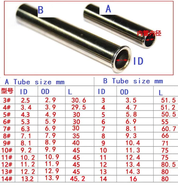 LureSport 5 sets Brass Ferrules Chrome Plated Rod connecting tube Fishing Rod Building Component Repair Pole DIY Accessory