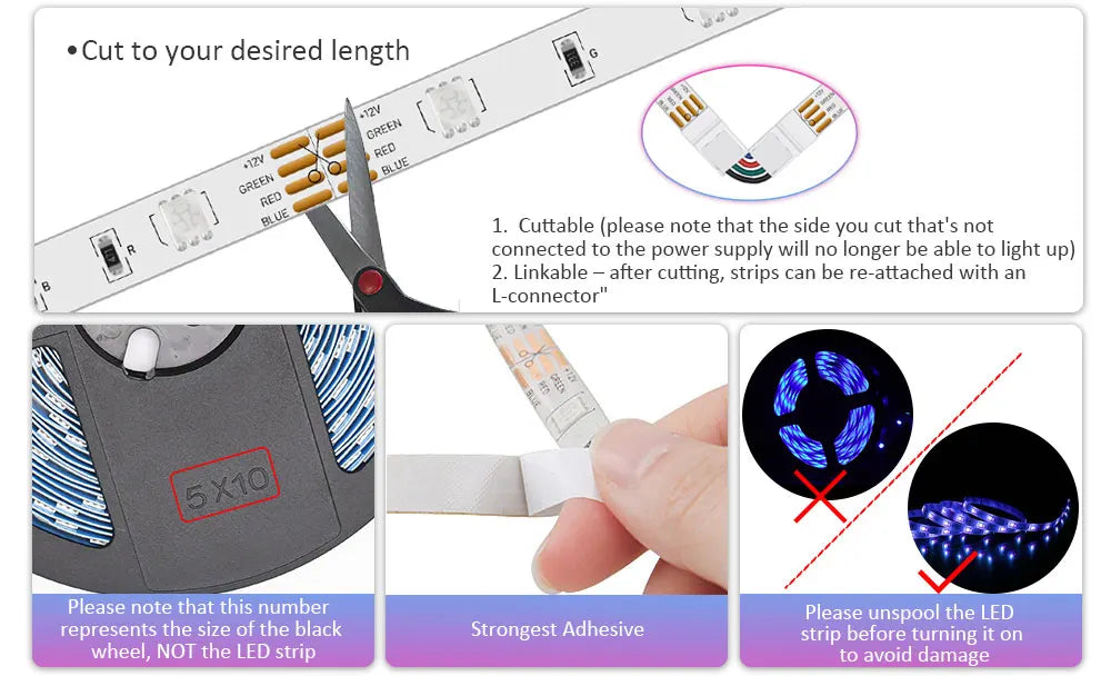 LED Strip Light ,RGB 5050/SMD3535, Flexible Ribbon, DIY Led Light Strip RGB  Tape Diode DC 12V bluetooth Christmas lights