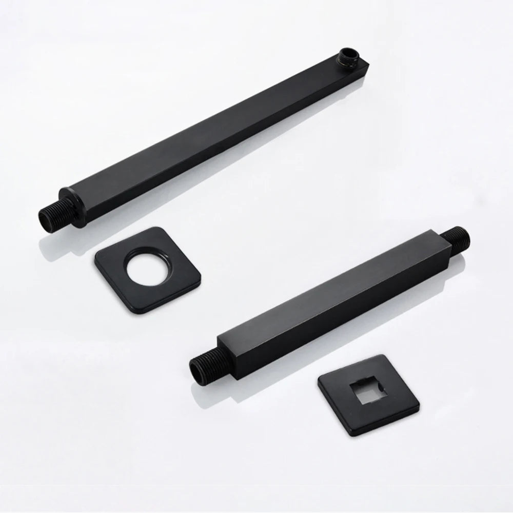 POIQIHY Embedded In Wall Shower Faucet Rainfall Stainless Steel 8/10/12/16" Shower Head Faucet Shower Tap Mixers Matte Black
