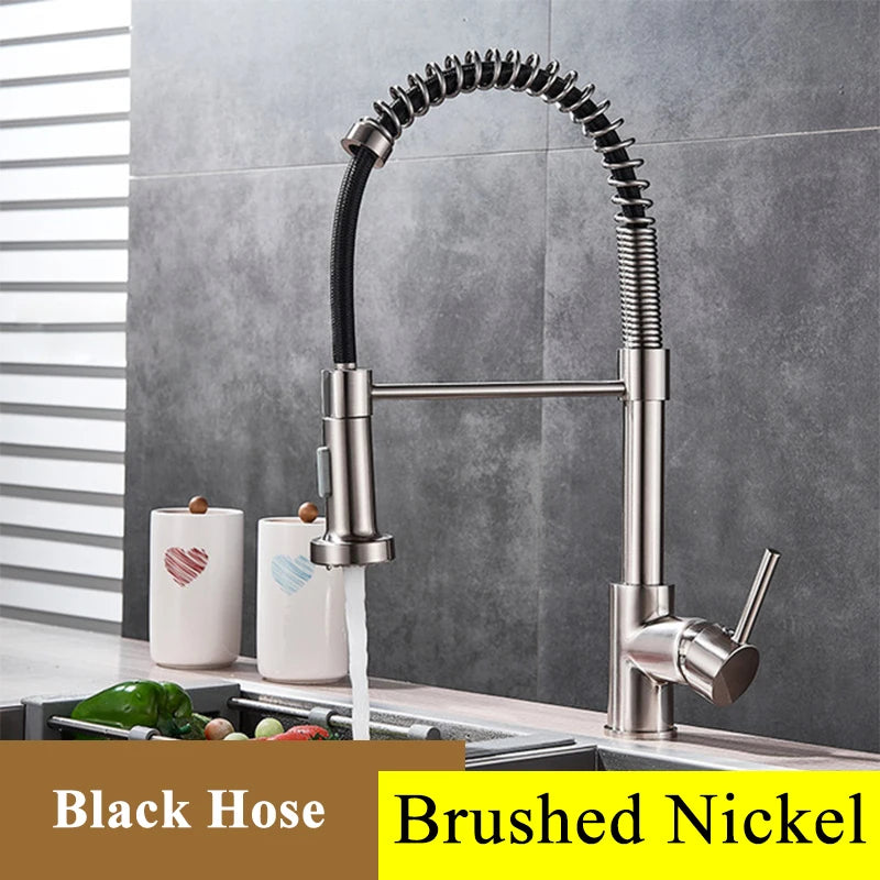 Golden Kitchen Faucet Pull Down Sprayer Nozzle Hot Cold Water Mixer Tap Single Handle Brass Para Kitchen Sink Taps Crane