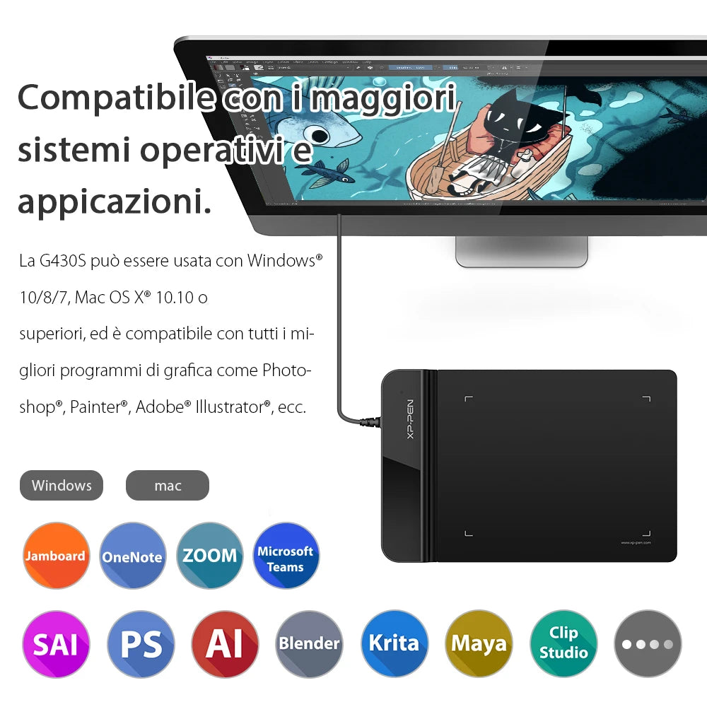 XPPen Star G430S Graphics Tablet 4x3 Inch Digital Drawing Tablet 8192 Levels Mini Tablet for OSU Game with Battery-free Stylus