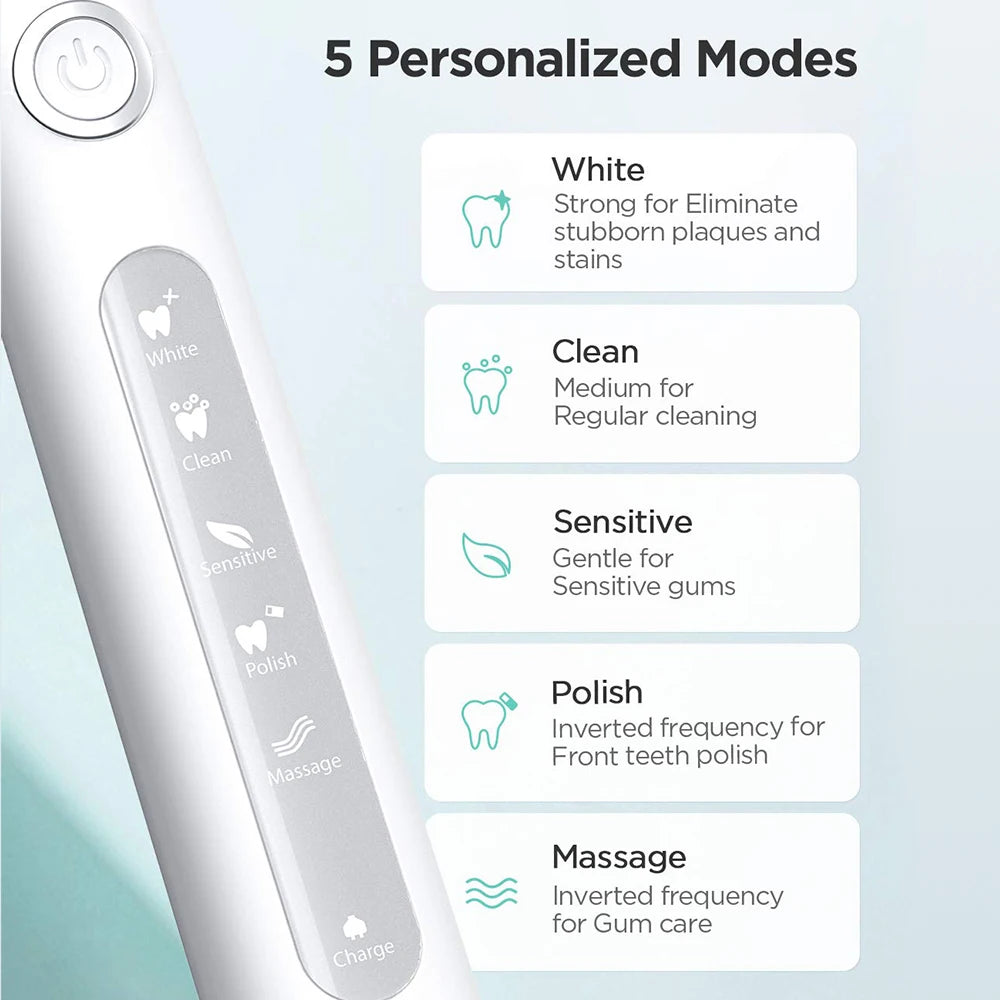 Fairywill Electric Sonic Toothbrush FW-D7 USB Charge Rechargeable Adult Waterproof Electronic Tooth Brushes Replacement Heads