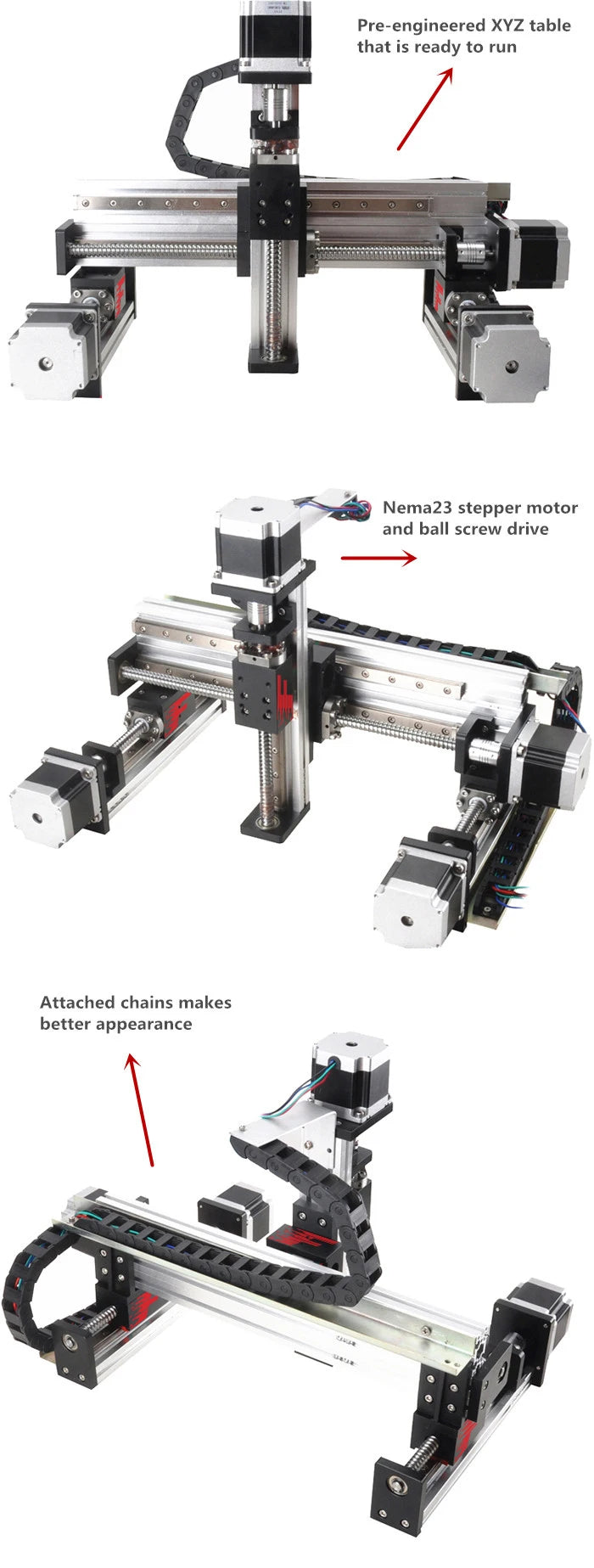 FUYU Gantry Robot XYZ Stage CNC Router Motorized 3 Axis Table Linear Motion Ball Screw Guide Rail With Stepper Motor