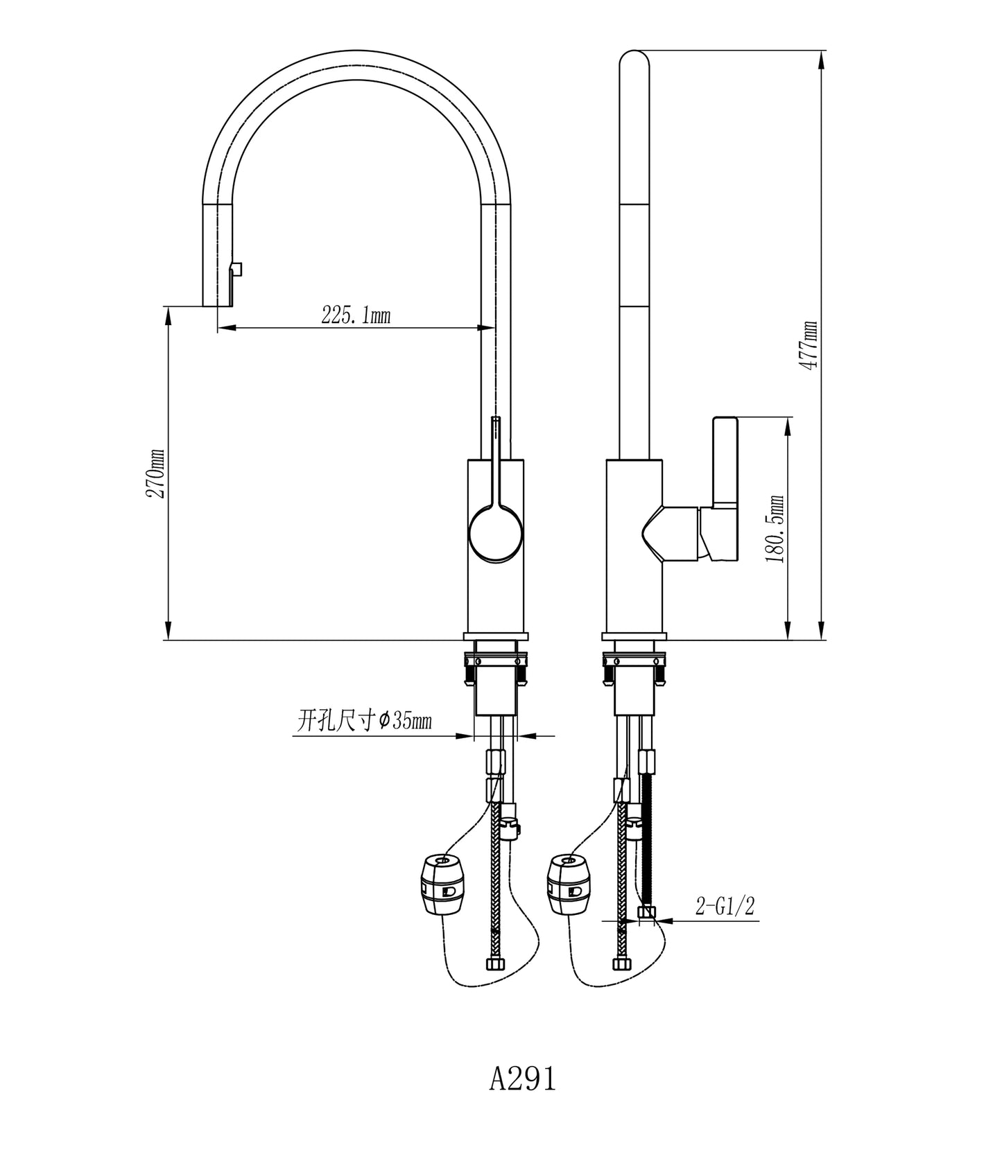 Single handle Pull Out Kitchen Faucet Brushed Gunmetal Matt Black Rotation Kitchen Hot and cold water Sink Taps Kitchen Faucet