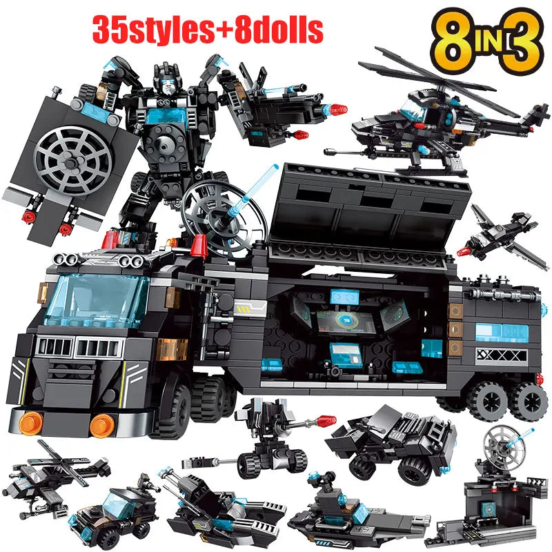 City Police Station Car Motorcycle Building Blocks SWAT Team Weapons Truck Ship Robot Bricks Toys Sets For Children