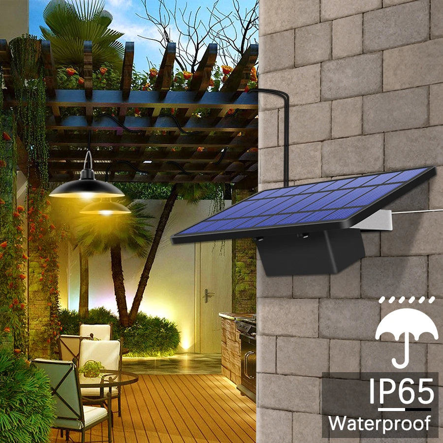 Amaryllis Double Head Solar Pendant Light Outdoor Indoor Solar Lamp With Line Warm White/White Lighting For Camping Garden Yard