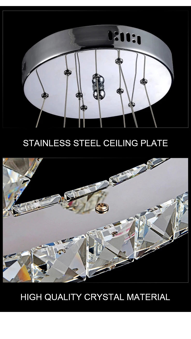 Modern Crystal Chandeliers Ring-Shaped Pendant Lights Living Room And Kitchen Decoration Led Ceiling Lamps Hanging Luminaire