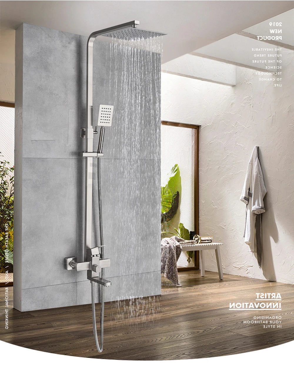 POIQIHY Black Bathroom Shower Faucet Set Wall Mount Black 8''Rainfall Shower Head With Handheld Sprayer Bathtub Shower Mixer