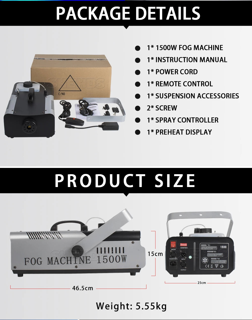 DJ Smoke Machine Wired Remote Control 1500W DMX Fogger Machine Remote for Halloween Wedding  Club Bar DMX Stage