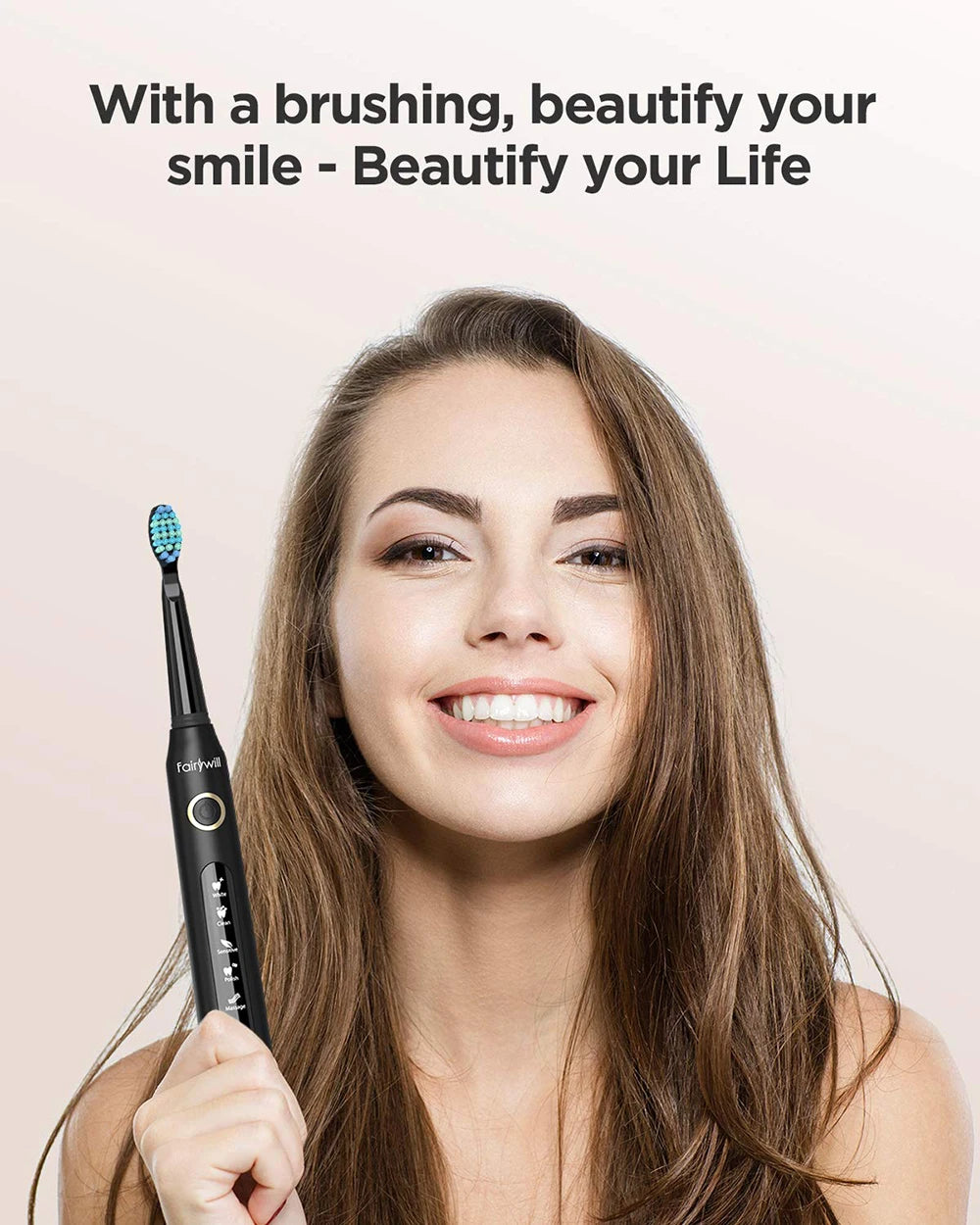 Fairywill Electric Sonic Toothbrush FW-D7 USB Charge Rechargeable Adult Waterproof Electronic Tooth Brushes Replacement Heads