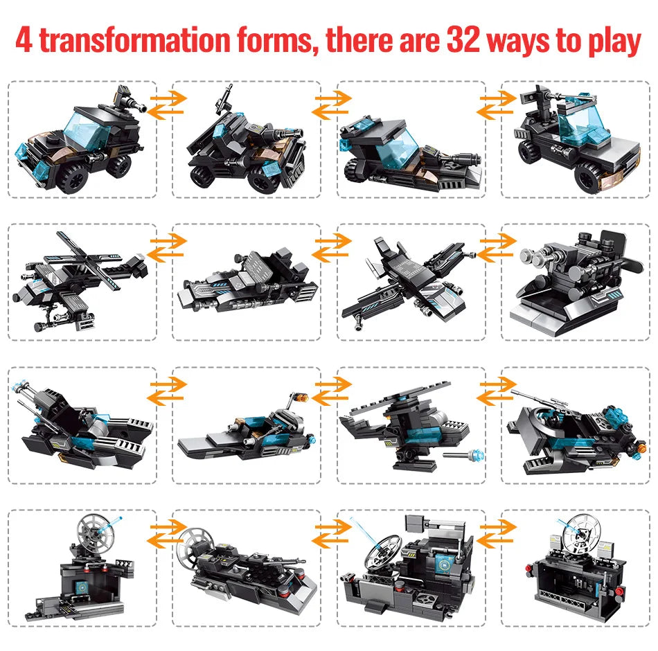 City Police Station Car Motorcycle Building Blocks SWAT Team Weapons Truck Ship Robot Bricks Toys Sets For Children
