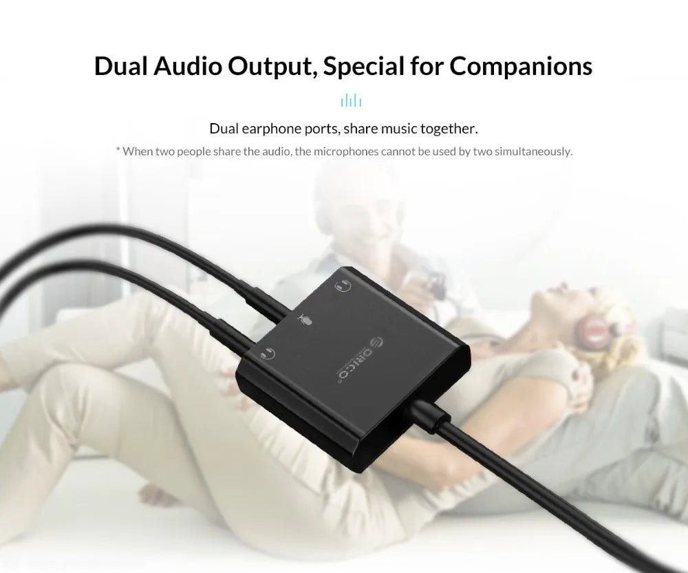 ORICO Sound Card External USB Interface 3.5mm Stereo Microphone Audio Volume Adjustment Free Drive Adapter for Laptop PS4 Headse