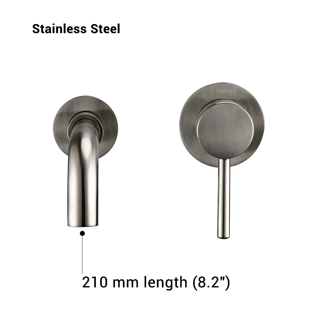 Bathroom Basin Faucet Sink Tap Wash Mixer Hot And Cold Water Wall Mounted Spout Bath Single Handle Ceramic Cartridge Crane