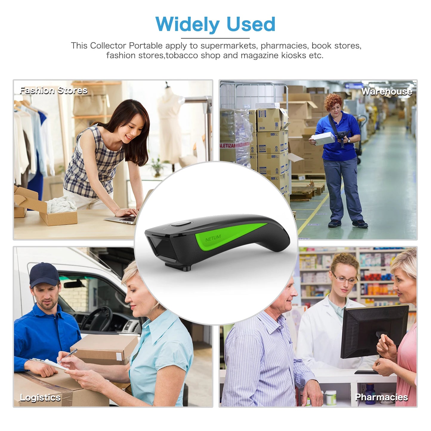 NETUM E800 Bluetooth 2D Barcode Scanner Pocket Wireless QR Reader Data Matrix PDF417 IOS Android Windows