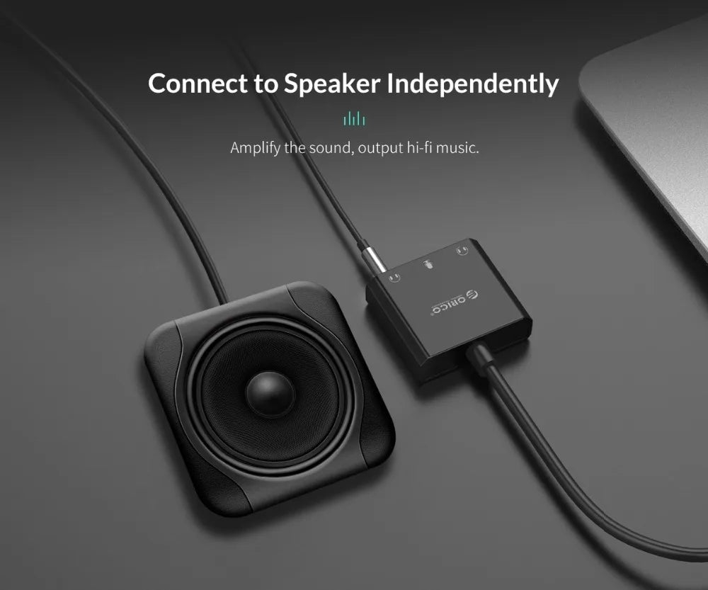 ORICO Sound Card External USB Interface 3.5mm Stereo Microphone Audio Volume Adjustment Free Drive Adapter for Laptop PS4 Headse