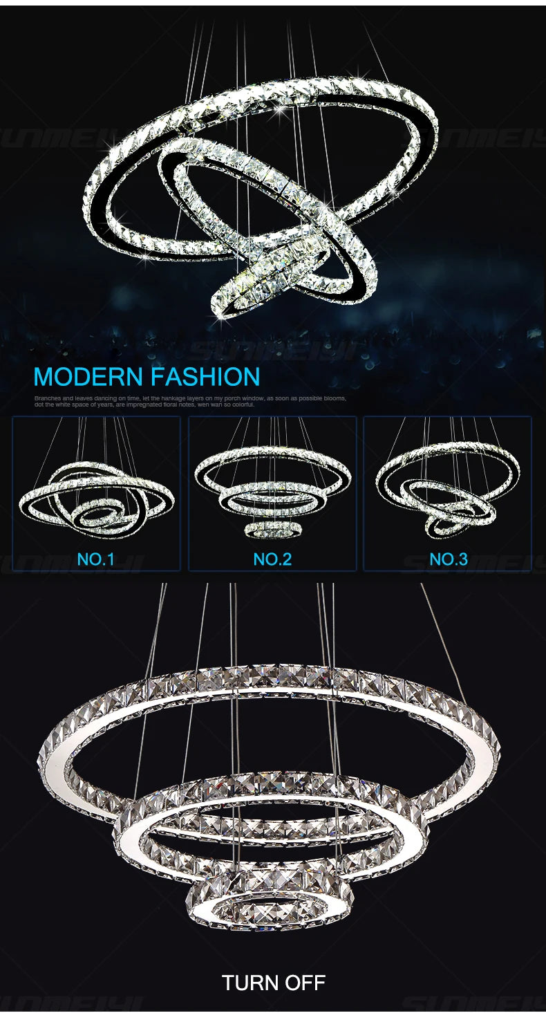 Modern Crystal Chandeliers Ring-Shaped Pendant Lights Living Room And Kitchen Decoration Led Ceiling Lamps Hanging Luminaire