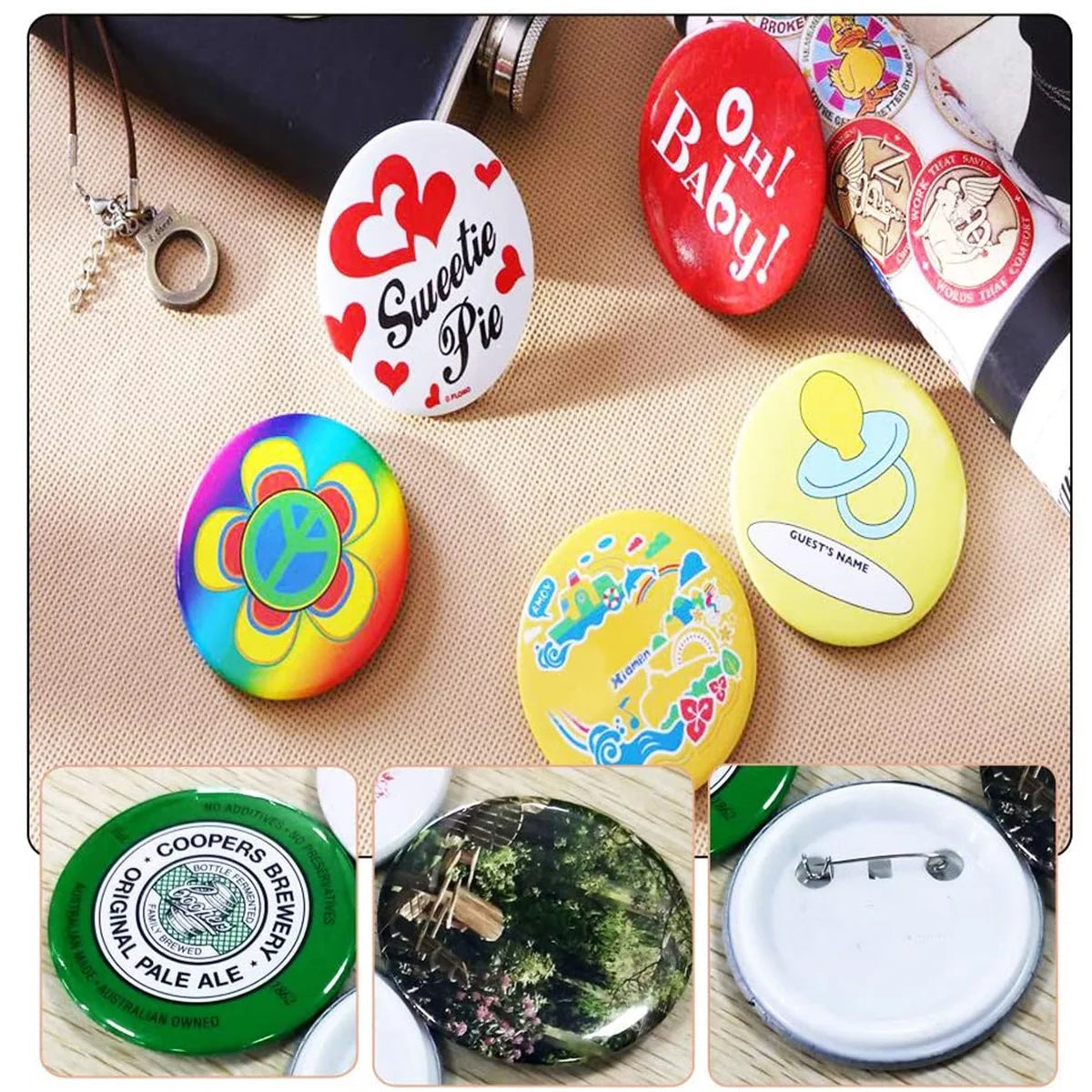 25-75MM Blank Badge Pin Button Maker Parts With 50-500Pcs Sets Badge Button Parts Material for Button Press Maker Machine Badges
