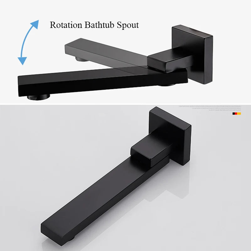 Matte Black Shower Faucet Set Rain Brass Shower Head Shower Faucet Embed Box Bathroom Hot Cold 2/3 Ways Tap Bathroom Faucet