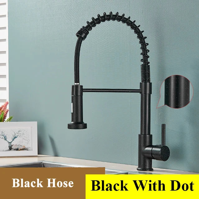 Golden Kitchen Faucet Pull Down Sprayer Nozzle Hot Cold Water Mixer Tap Single Handle Brass Para Kitchen Sink Taps Crane