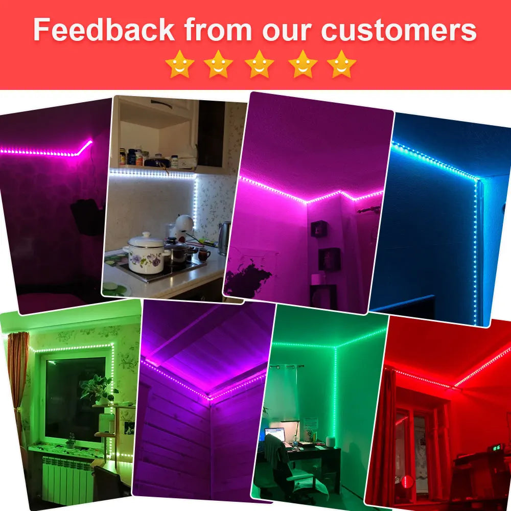 LED Strip Light ,RGB 5050/SMD3535, Flexible Ribbon, DIY Led Light Strip RGB  Tape Diode DC 12V bluetooth Christmas lights