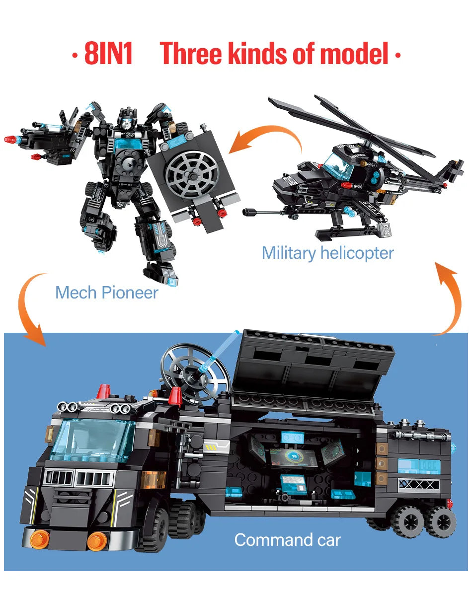 City Police Station Car Motorcycle Building Blocks SWAT Team Weapons Truck Ship Robot Bricks Toys Sets For Children