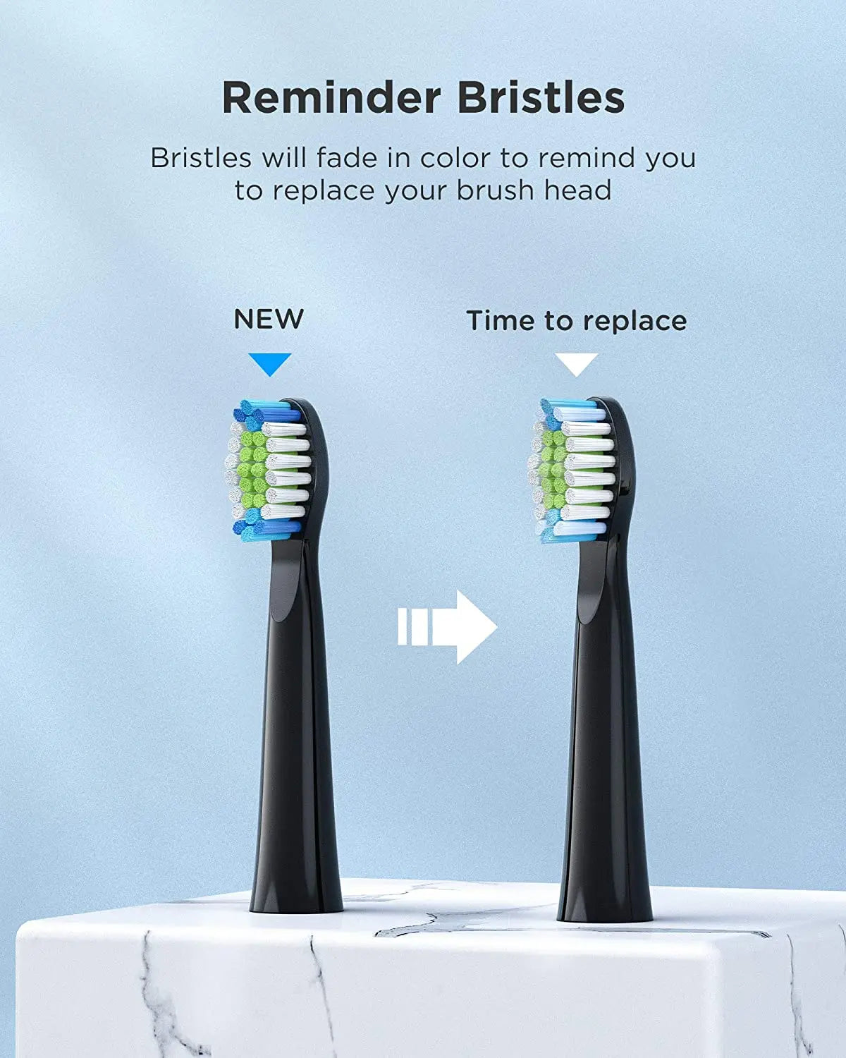 Fairywill Sonic Electric Toothbrush E11 Waterproof USB Charge With 8 Brush Replacement Heads Black and Pink Set for Couple
