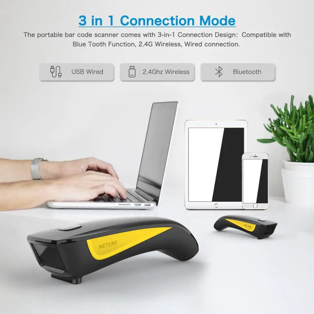 NETUM E800 Bluetooth 2D Barcode Scanner Pocket Wireless QR Reader Data Matrix PDF417 IOS Android Windows