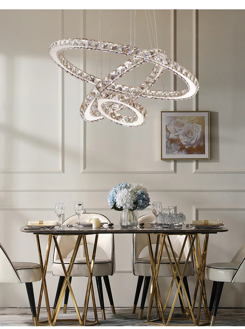 Modern Crystal Chandeliers Ring-Shaped Pendant Lights Living Room And Kitchen Decoration Led Ceiling Lamps Hanging Luminaire