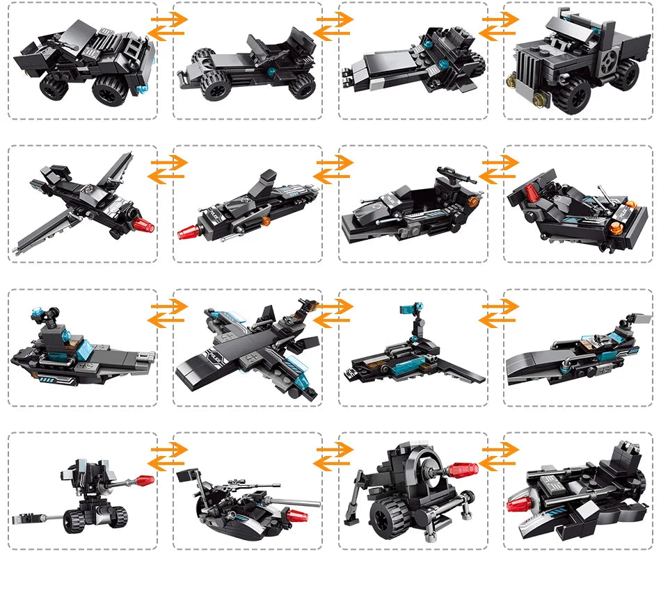 City Police Station Car Motorcycle Building Blocks SWAT Team Weapons Truck Ship Robot Bricks Toys Sets For Children