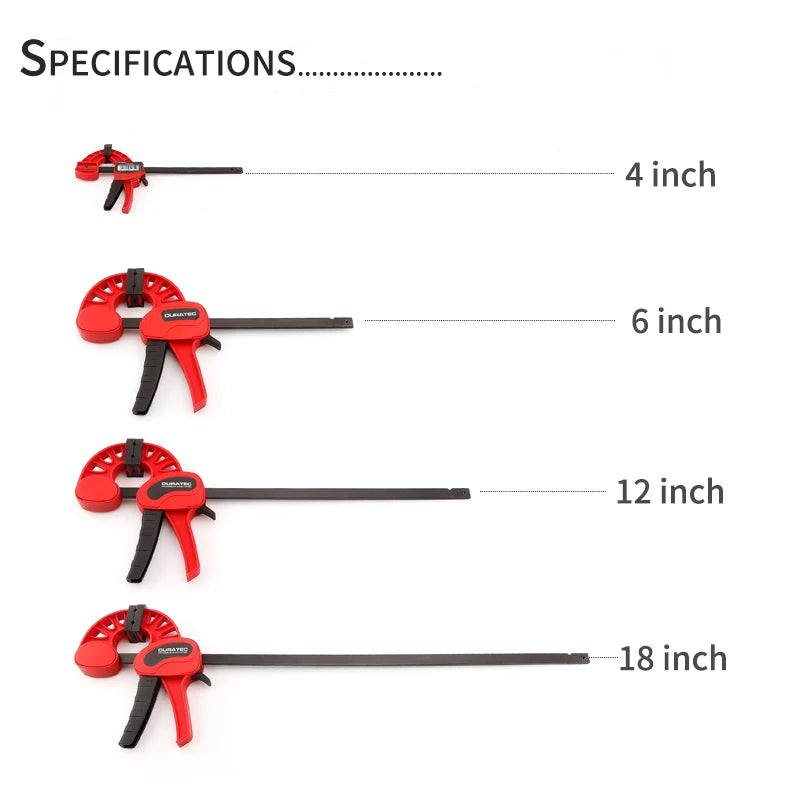 DURATEC New F style bar clamp wood working tools quick grip F clamp 4/6/12/18/24 inch plastic carpentry clamps quick release