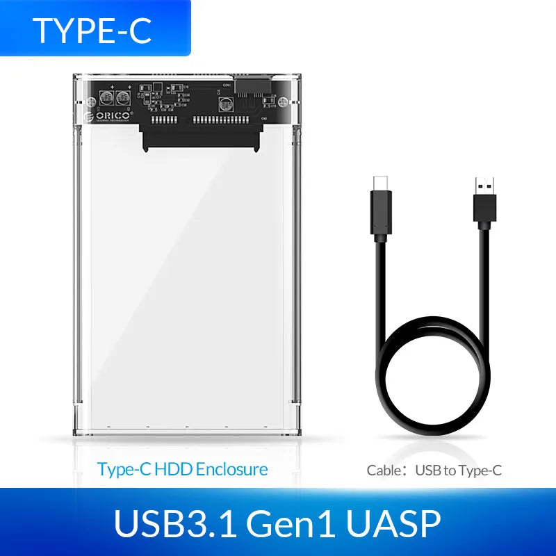 ORICO Transparent HDD Case SATA to USB 3.0 Hard Drive Case External 2.5'' HDD Enclosure for HDD SSD Disk Case Box Support UASP