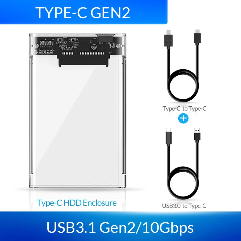 ORICO Transparent HDD Case SATA to USB 3.0 Hard Drive Case External 2.5'' HDD Enclosure for HDD SSD Disk Case Box Support UASP